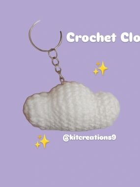 4PC  White Cloud Crochet Keychain - Women Accessories